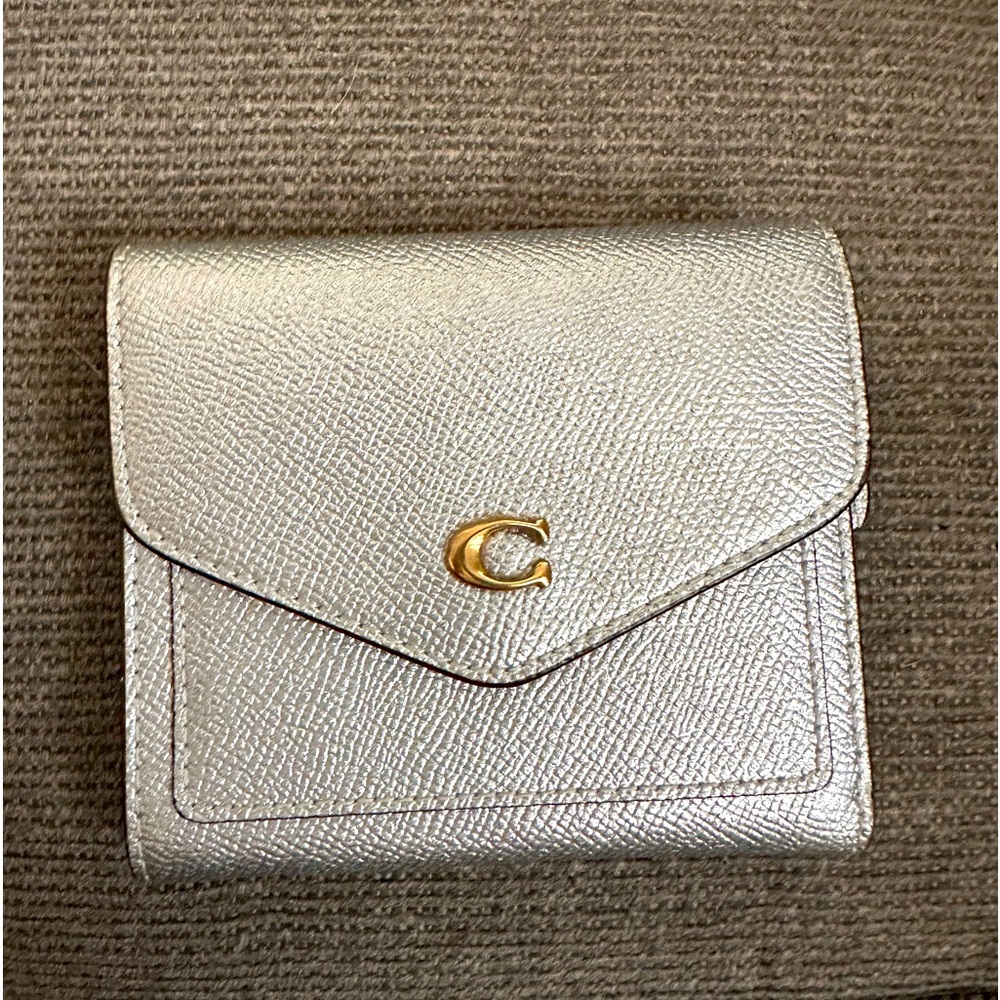 Silver Metallic Coach Leather Wallet